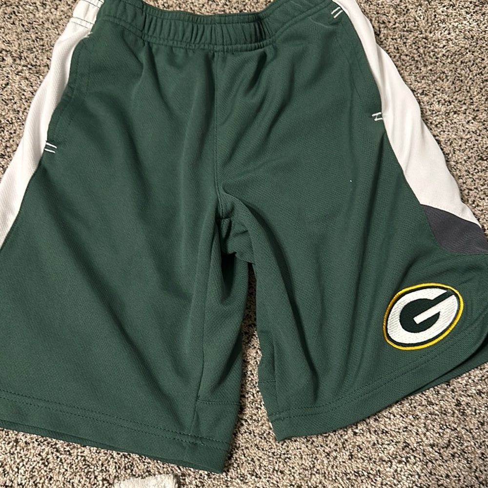 NFL Green Bay Packers Dark Green White Shorts